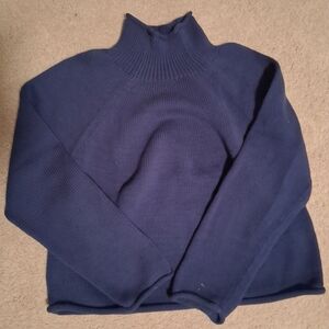 J. Crew Navy Cotton Blend Rollneck Sweater